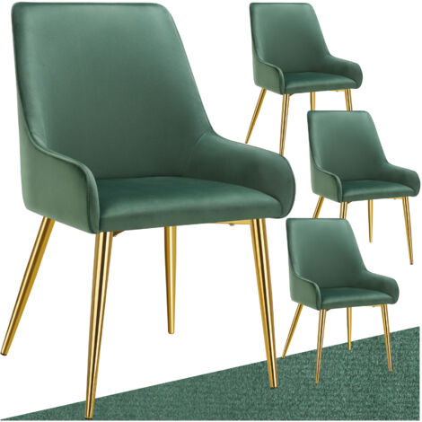 Lot 4 chaises rembourrées style scandinave aspect velours vert (1/5)