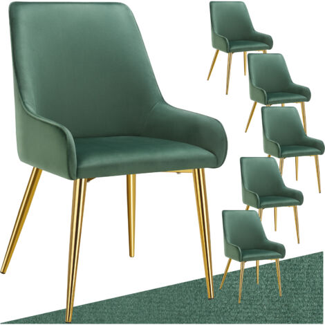Lot 6 chaises rembourrées style scandinave aspect velours vert (1/5)