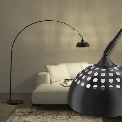 Lampe sur pied en acier laqué époxy 60W réglable hauteur noir (1/5)