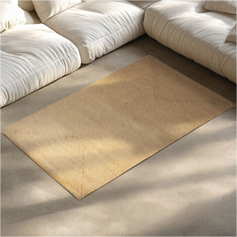 Tapis tressé style bohème en jute et fibres synthétiques 80 x 150 cm