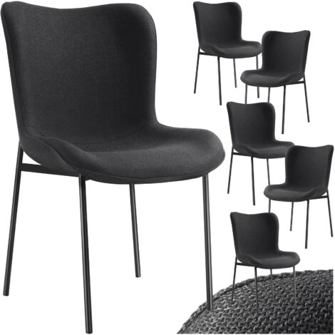 Lot 6 chaises rembourrées avec revêtement tissu forme ergonomique noir (1/5)