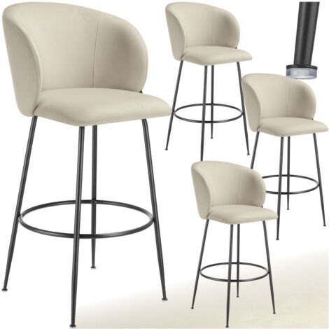 Tectake – Chaise de bar LUANA velours – Dossier incurvé – Hauteur d'assise 76 cm – Assise spacieuse 44x43,5 cm – Repose-pieds intégré (1/5)