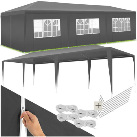 Tectake – Pavillon imperméable 8 côtés 900x300x250cm – Structure en acier revêtu – Bâches étanches 95g/m² – Protection UV 30+ (1/5)