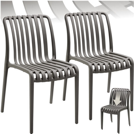 Lot 2 chaises de jardin résistantes intempéries empilables anthracite