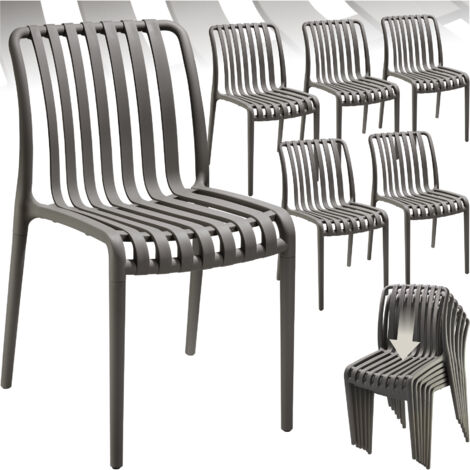 Lot 6 chaises de jardin résistantes intempéries empilables anthracite