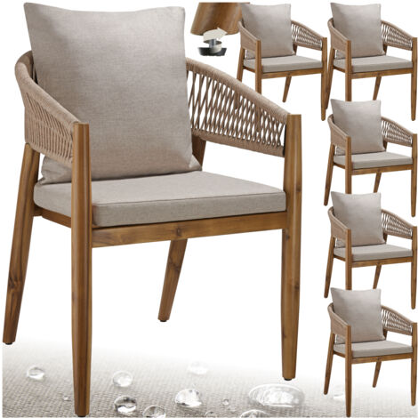 Tectake – Chaise de jardin en bois d'acacia lasuré – Résistante aux intempéries – Dossier et accoudoirs continus – Dimensions 59 x 58 x 76,5 cm – Capacité 120 kg