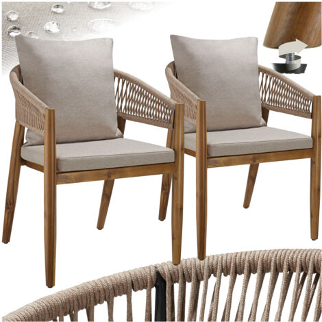 Tectake – Chaise de jardin en bois d'acacia lasuré – Résistante aux intempéries – Coussin d'assise moelleux – Dimensions 59 x 58 x 76,5 cm