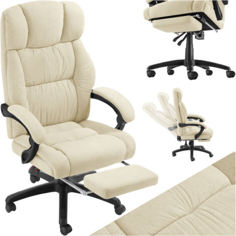 Chaise de bureau avec repose-pieds et revêtement en velours beige (1/5)