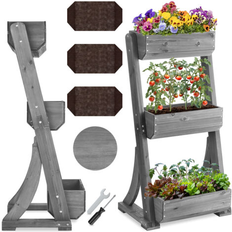 Jardinière verticale FLORA en bois laqué avec toile de paillage - (1/5)