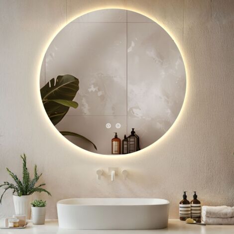 Miroir de salle bain LED réglable avec 3 couleurs lumière 80cm