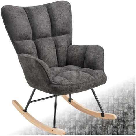 Fauteuil à bascule rembourré avec grand dossier anthracite