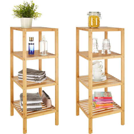 Étagère en Bambou 4 niveaux 33x33x97cm -