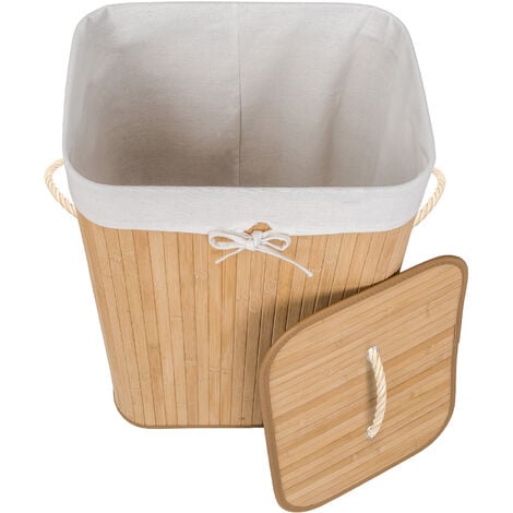 Panier à linge bambou rectangulaire - corbeille linge, bac a sac 72 L