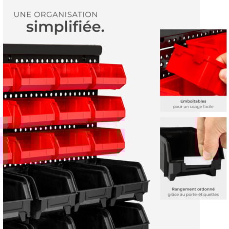 Etagère murale avec 30 bacs de rangement -