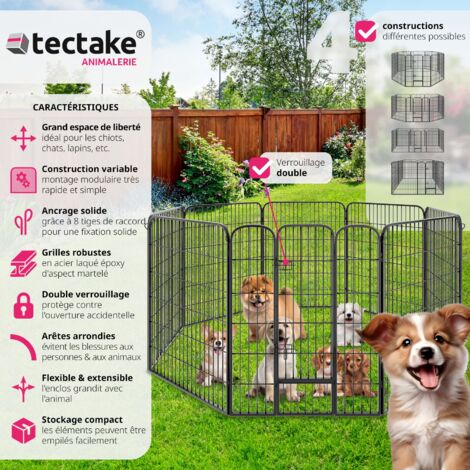 Enclos pour chien modulable - parc à chiots, enclos chenil extérieur 100 cm