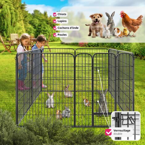 Enclos pour chien modulable - parc à chiots, enclos chenil extérieur 100 cm