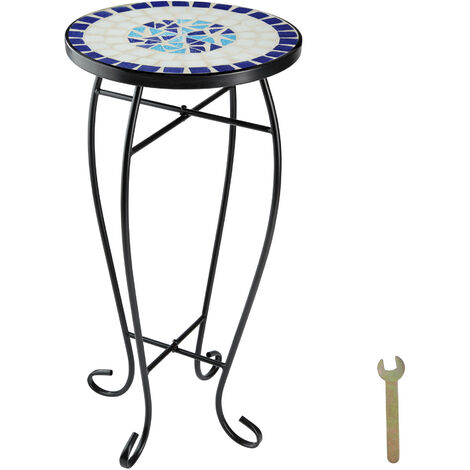Table de balcon en Acier mosaïque et ciment 30x30x615cm blanc/bleu (1/4)