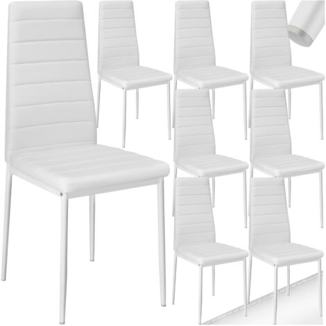 Lot de 8 chaises avec strass en cuir synthétique ergonomiques blanc