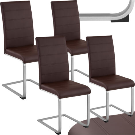 Chaises de Salle à Manger BETTINA Rembourrées Pieds en métal Argentés Design Moderne - (1/5)