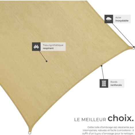 Voile d'ombrage carrée, beige -