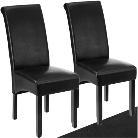 Ensemble de 2 chaises salle à manger aspect cuir ergonomiques noir