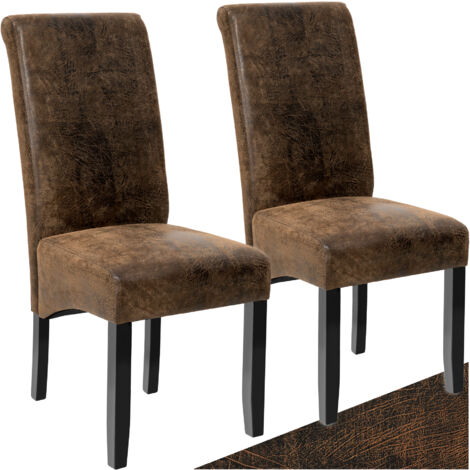 Ensemble 2 chaises de salle à manger cuir synthétique marron anthique