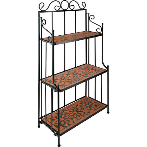 Étagère pour plantes en acier mosaïque 3 niveaux marron terracotta