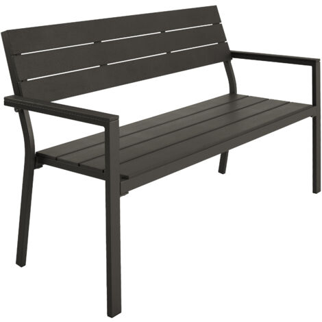 Banc de jardin 2 places aluminium résistant intempéries gris foncé