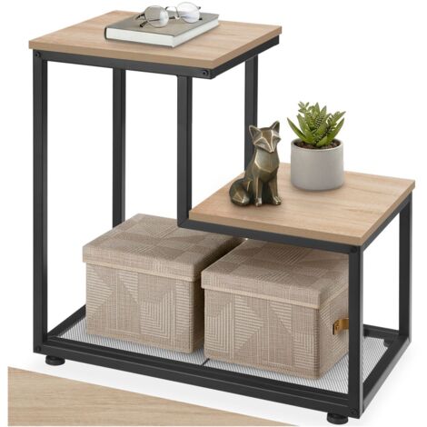 Table d'appoint 60,5 x 35,5 cm en panneau de fibres bois clair (1/5)