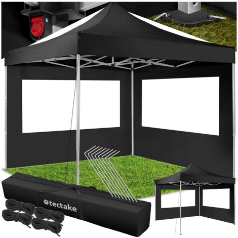 Tonnelle de jardin aluminium pliable étanche 2 pièces polyester noir