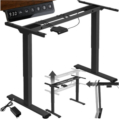 Tectake – Bureau assis debout électrique noir – Réglage hauteur silencieux avec fonction mémoire – Structure acier stable – Dimensions 110-168 x 60 x 70-119 cm