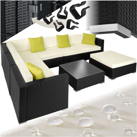 Canapé de jardin lounge en résine tressée avec cadre aluminium noir