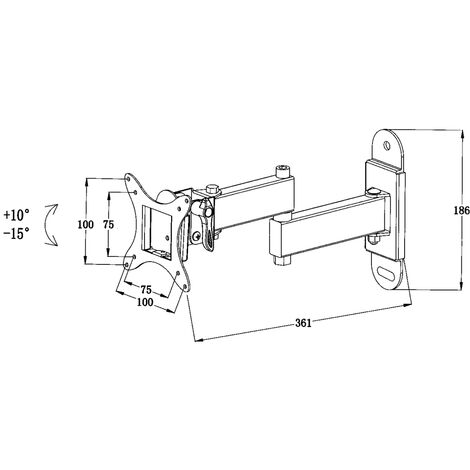 Support mural TV 10"- 26" orientable et inclinable - support mural, avec bras articulée, pour écran