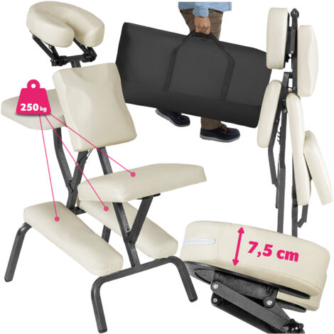 Fauteuil de massage en cuir synthétique pliable rembourré sac beige