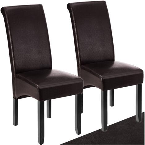Ensemble 2 chaises salle à manger aspect cuir ergonomique cappuccino (1/5)