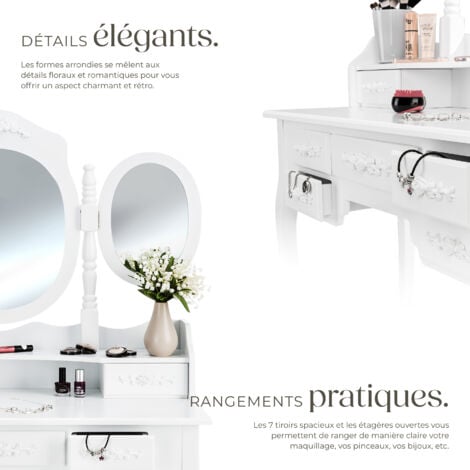 Coiffeuse avec 3 miroirs 7 tiroirs -
