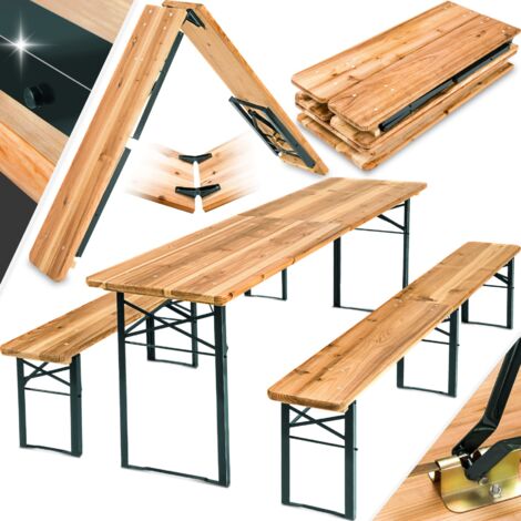 Table jardin pliante, 3 places bois sapin, marron 220x50x77,5cm