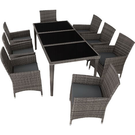 Salon de jardin MONACO 8 places avec 2 sets de housses + housse de protection - mobilier de jardin, meuble de jardin, ensemble table et chaises de jardin