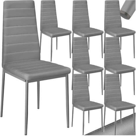 Lot de 8 chaises avec strass rembourrées en cuir synthétique gris