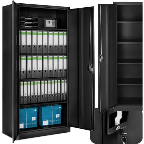 Armoire de classement 4 tablettes réglables en hauteur noir acier