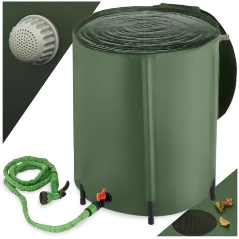 Tectake – Récupérateur d'eau de pluie 200L – Pliable avec robinet et filtre anti-saleté – Résistant aux intempéries et à la corrosion (1/4)