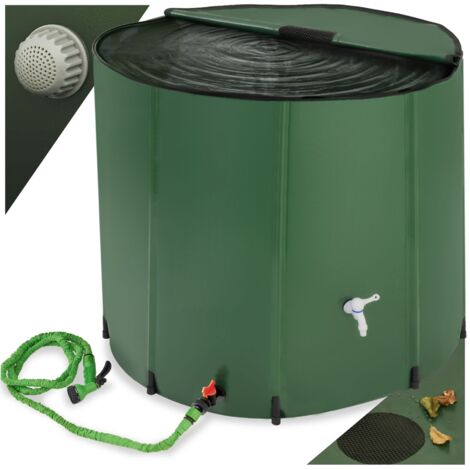 Tectake – Récupérateur d'eau de pluie pliable 750 L – Construction en polychlorure – Filtre anti-saleté – Montage rapide et facile