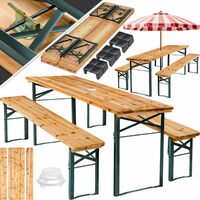 Ensemble de brasserie 3 pièces avec support parasol pliable marron
