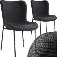 2 chaises rembourrées revêtement en tissu forme ergonomique noir