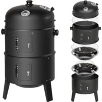 Barbecue vertical 3 en 1 fumoir - barbecue multifonctions, grill, smoker avec thermometre de température