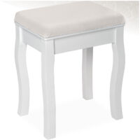 Tectake – Tabouret en bois massif pour coiffeuse – Coussin rembourré 4,8 cm – Dimensions 40x30x51 cm – Peinture blanche élégante