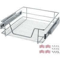 Tectake – Tiroir de rangement télescopique 50 cm – Métal chromé – Charge maximale 12 kg – Pour armoires de 30 à 50 cm