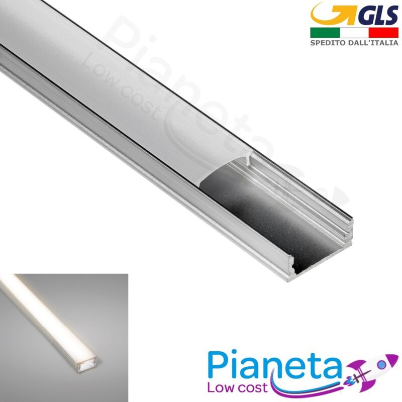 2M 2metri PROFILO ALLUMINIO PER STRISCE STRIP LED BARRA RIGIDA 2mt