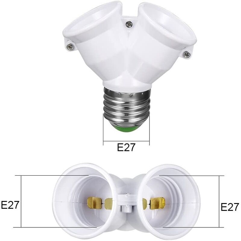 Adattatore E27 doppio portalampada bianco sdoppiatore per lampadine led