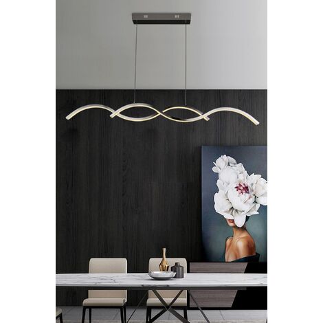 Lampadario led sospeso onda 25w pendente ondulato design moderno bianco argento luce fredda naturale Argento - 6500k